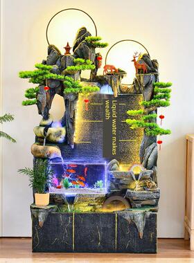 大型假山喷泉鱼缸瀑布风水轮客厅办公室循环水摆件财富家居饰品