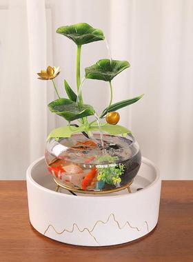 风水轮招财家居装饰品高端落地流水摆件鱼缸循环水客厅乔迁礼物