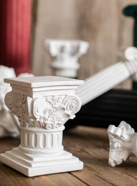 JK慕空间 欧式法式树脂石膏罗马柱摆件 白色台面装饰饰品拍摄道具