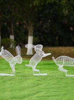 不锈钢铁艺镂空动物户外园林景观兔子蜗牛蚂蚁雕塑装饰摆件大户外