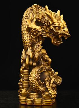 纯铜龙摆件聚宝盆龙五爪金龙金钱生肖龙元宝祥龙家居吉祥物装饰品