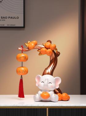 创意可爱大吉大利大象桌面摆件客厅电视柜玄关装饰品乔迁新居礼物