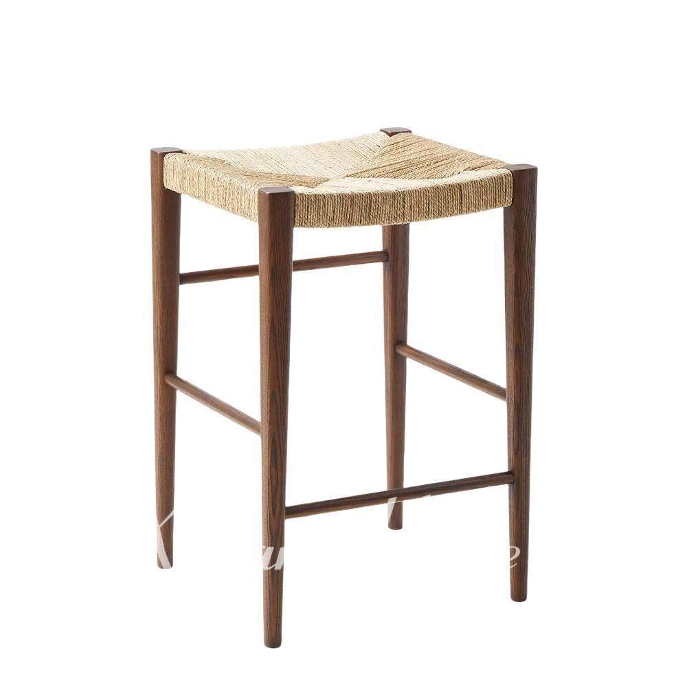 现代简约实木藤编吧凳创意北欧覆古家用民宿咖啡厅吧台椅高脚凳子,淘宝优惠券,粉丝福利购,淘宝优惠卷