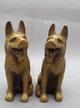 纯铜十二生肖狗大狼狗铜旺财狗客厅玄关家居装饰办公室工艺品摆饰