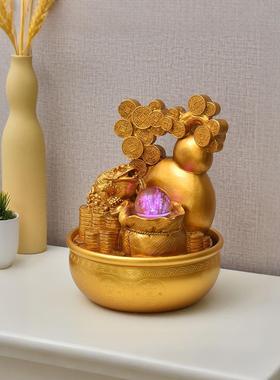 水晶球流水喷泉饰品金钱树风格客厅装饰循环水微景观桌面财富礼品