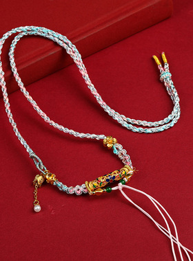 藏式吊坠挂绳手工编织文玩复古百搭民族风桃花结挂件唐卡扎基