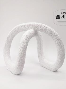 件现代简约树脂黑色色装饰摆创意缠绕软装饰白品样客厅桌面202004