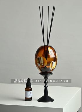 法式中古蛋形玻璃卫生间香薰摆件高级感小众奶油风装饰品摆件床头