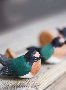 鹿妖商店 肥啾 木雕小鸟 小燕子 家燕 春燕 纯手工 实木桌面摆件