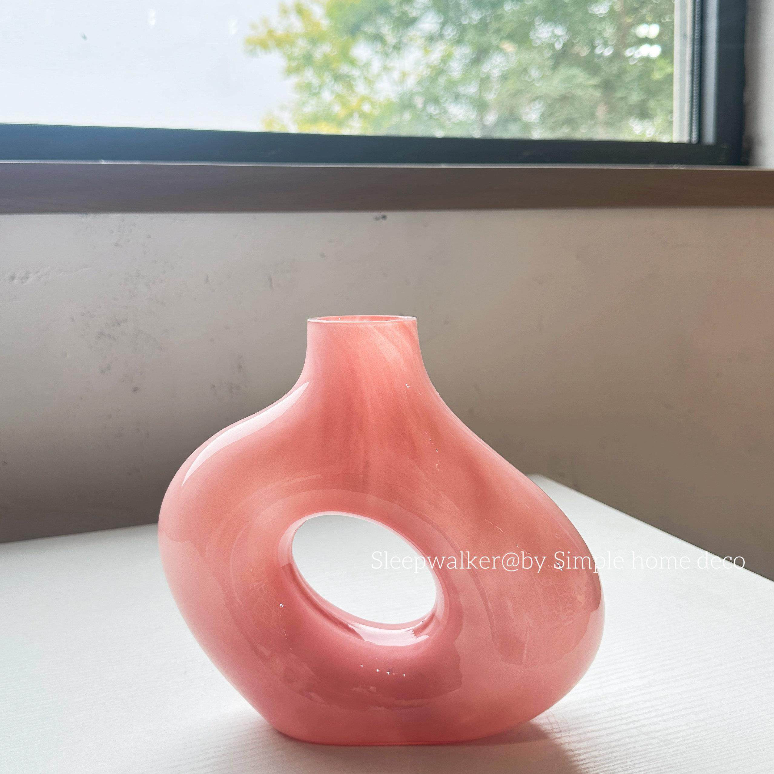 粉色回忆|粉色系原色花瓶孤品组合 玫瑰郁金香玻璃花瓶花器,淘宝优惠券,粉丝福利购,淘宝优惠卷