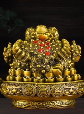 纯铜如意七星聚宝盆金蟾摆件三足蟾蜍店铺开业礼品客厅办公室装饰