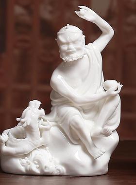 德化十八罗汉佛像风水摆饰18罗汉陶瓷收藏工艺礼品摆饰白瓷降龙伏