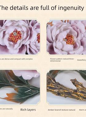 洛阳李学武牡丹瓷盘装饰陶瓷办公室领导礼品精品精品10寸重花