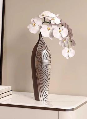 轻奢高级感壁龛花瓶玄关高摆件带彷真绿色植物客厅电视柜摆设落地