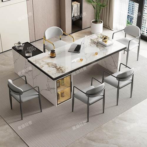 现代简约轻奢岩板茶桌椅家用高级感办公岛台功夫茶几可移动泡茶桌 - 图3