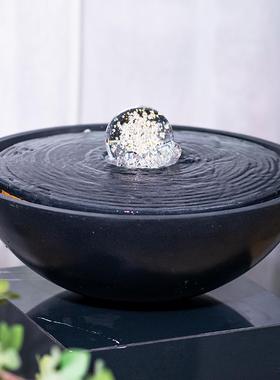 简约聚宝盆喷泉客厅办公室桌面流水摆件循环水招财风水球轮装饰品