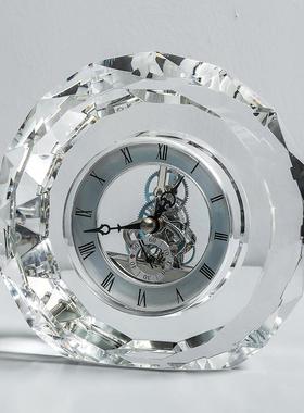 K9水晶钟表座钟 客厅现代简约欧式创意时尚静音 办公室装饰摆件