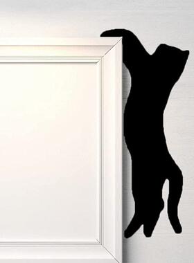 黑猫门装饰金属铁廓形门框窗装饰氛围哥特式门角简单摆件