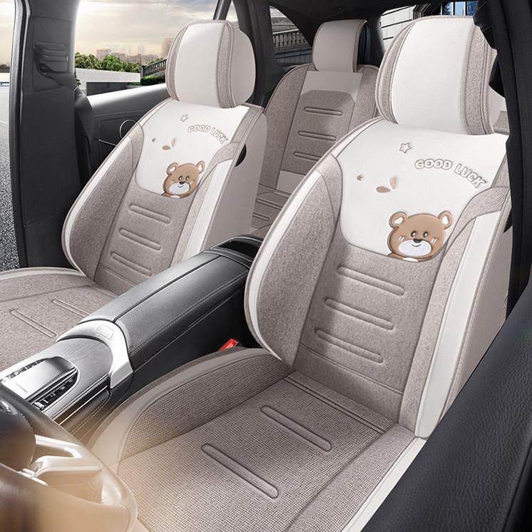 新的汽车座椅垫卡通亚麻织物座椅套，四季透气，全包围汽车特殊座,淘宝优惠券,粉丝福利购,淘宝优惠卷