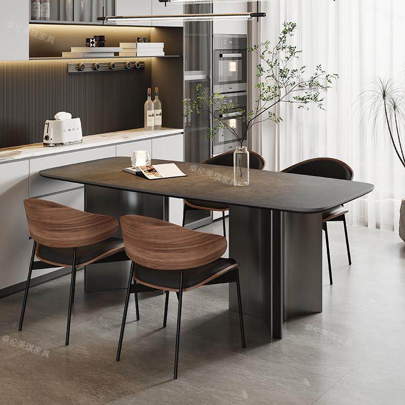 意式极简岩板餐桌2025年新款长方形餐桌椅现代轻奢客厅黑色饭桌,淘宝优惠券,粉丝福利购,淘宝优惠卷
