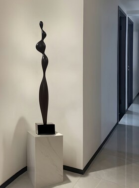 现代轻奢细长型壁龛摆件样板房高级感客厅玄关落地瘦高款简约雕塑