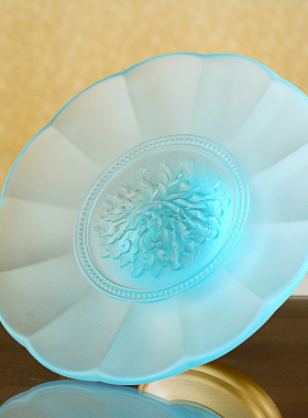 琉璃梵华供具套装(宝蓝)家用香炉供水杯供果盘供灯佛具用品摆件