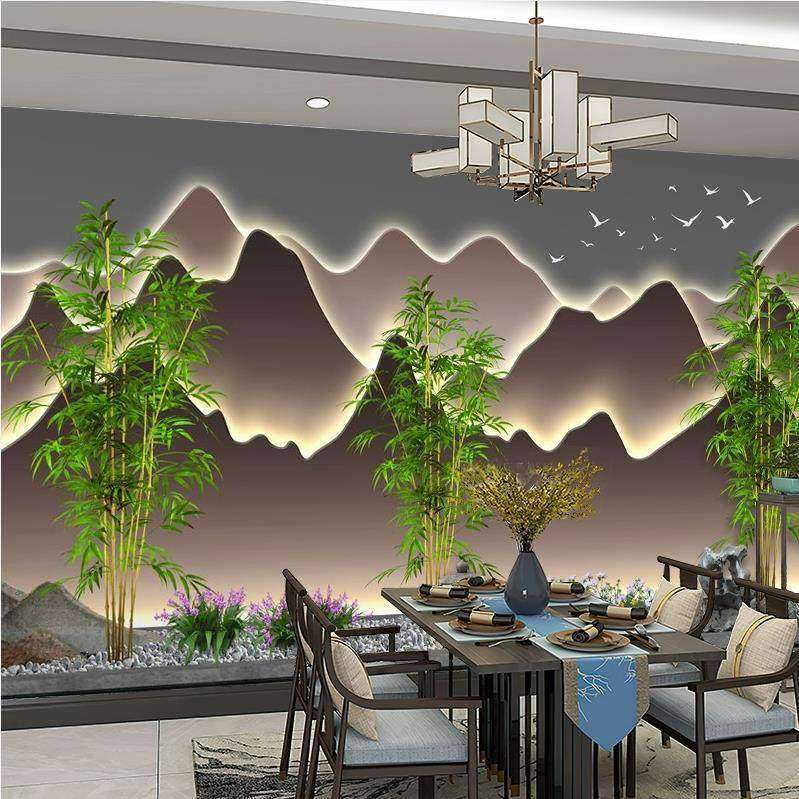 发光仿假山壁纸网红多层山形电视背景墙墙布现代简约客厅沙发壁画,淘宝优惠券,粉丝福利购,淘宝优惠卷