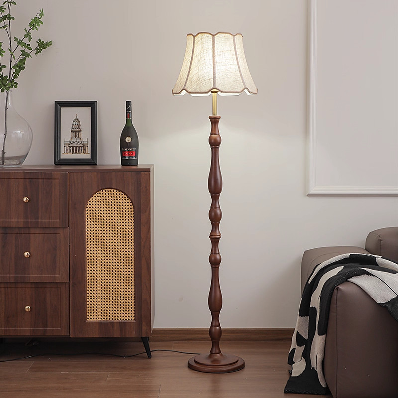 中古实木客厅落地灯法式复古沙发旁边高级感美式卧室装饰氛围台灯,淘宝优惠券,粉丝福利购,淘宝优惠卷