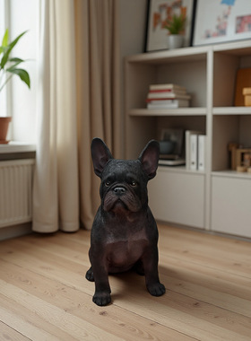 跨境户外庭院装饰法斗犬花园园艺仿真狗摆件园林动物树脂工艺品