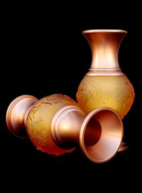 供佛莲花琉璃供花瓶观音瓶佛前供花室内插花宝瓶净水瓶