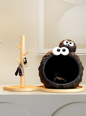 小煤球摆件入户玄关钥匙收纳高级感客厅鞋柜装饰品置物架乔迁礼物