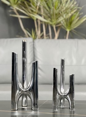 现代轻奢金属实木烛台蜡烛样板房售楼处餐桌装饰摆件酒店会所民宿