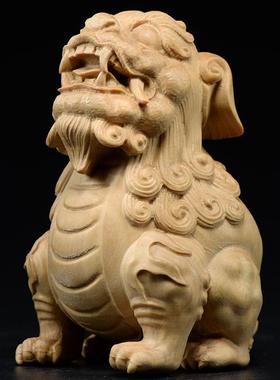 小叶黄杨木雕狻猊摆件实木头雕刻手把件红木家居客厅创意工艺礼品