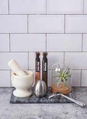 厨房样板间软装饰品摆件石材托盘食材罐彷真绿植计时器厨具小摆设