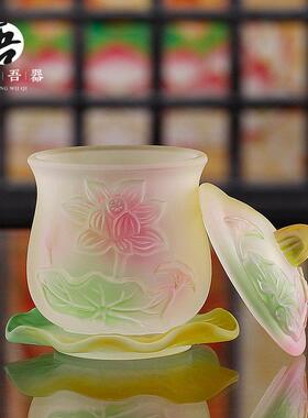 陶瓷琉璃供佛杯供水杯佛具用品家用佛前观音莲花圣水杯净水杯供杯