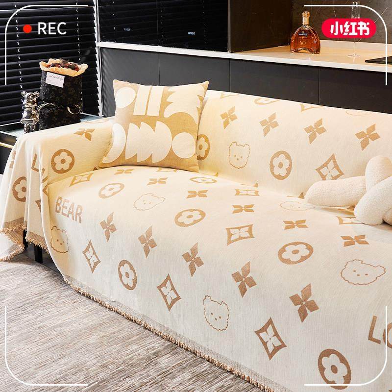 ins简约卡通沙发巾雪尼尔防猫抓沙发盖布四季通用沙发套罩沙发毯,淘宝优惠券,粉丝福利购,淘宝优惠卷