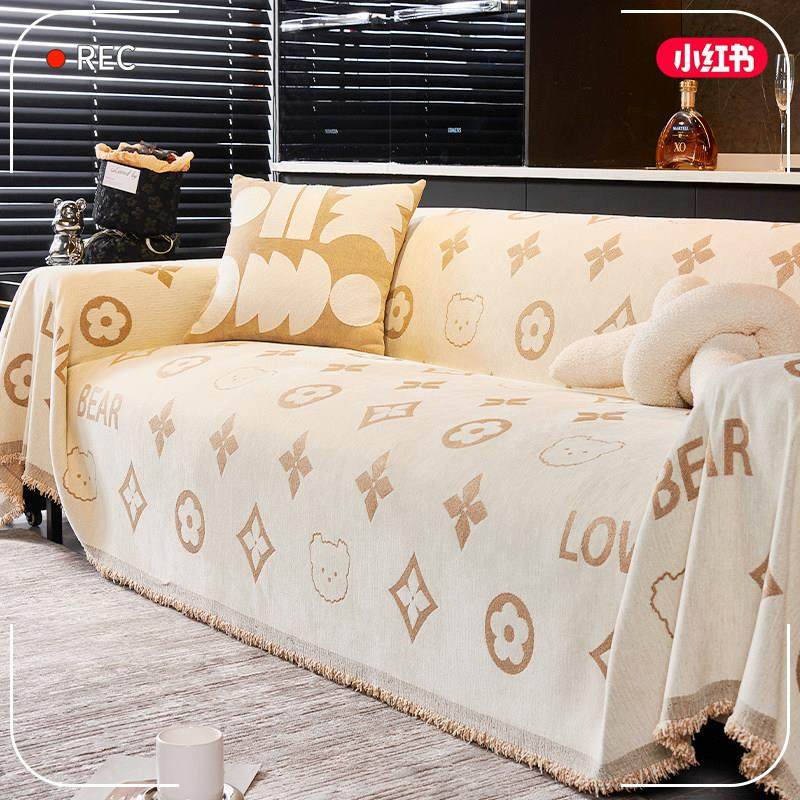 ins简约卡通沙发巾雪尼尔防猫抓沙发盖布四季通用沙发套罩沙发毯,淘宝优惠券,粉丝福利购,淘宝优惠卷