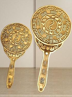 顺心八尺全铜风水镜黄铜带手柄铜镜太极十二生肖星宿八卦镜大小号