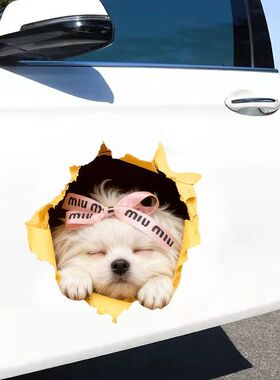 超萌可爱西施犬自粘贴画狗狗家居室内寝室卧室墙贴门贴车贴防水