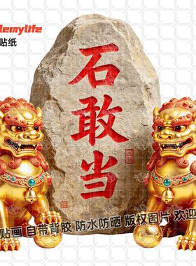 泰山石敢当贴纸大门室外门口玻璃装饰自贴门窗贴墙上新款贴画防水
