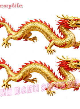 双龙戏珠抠图贴纸自粘贴画贴卧室床头儿童房客厅门窗车身行李箱贴