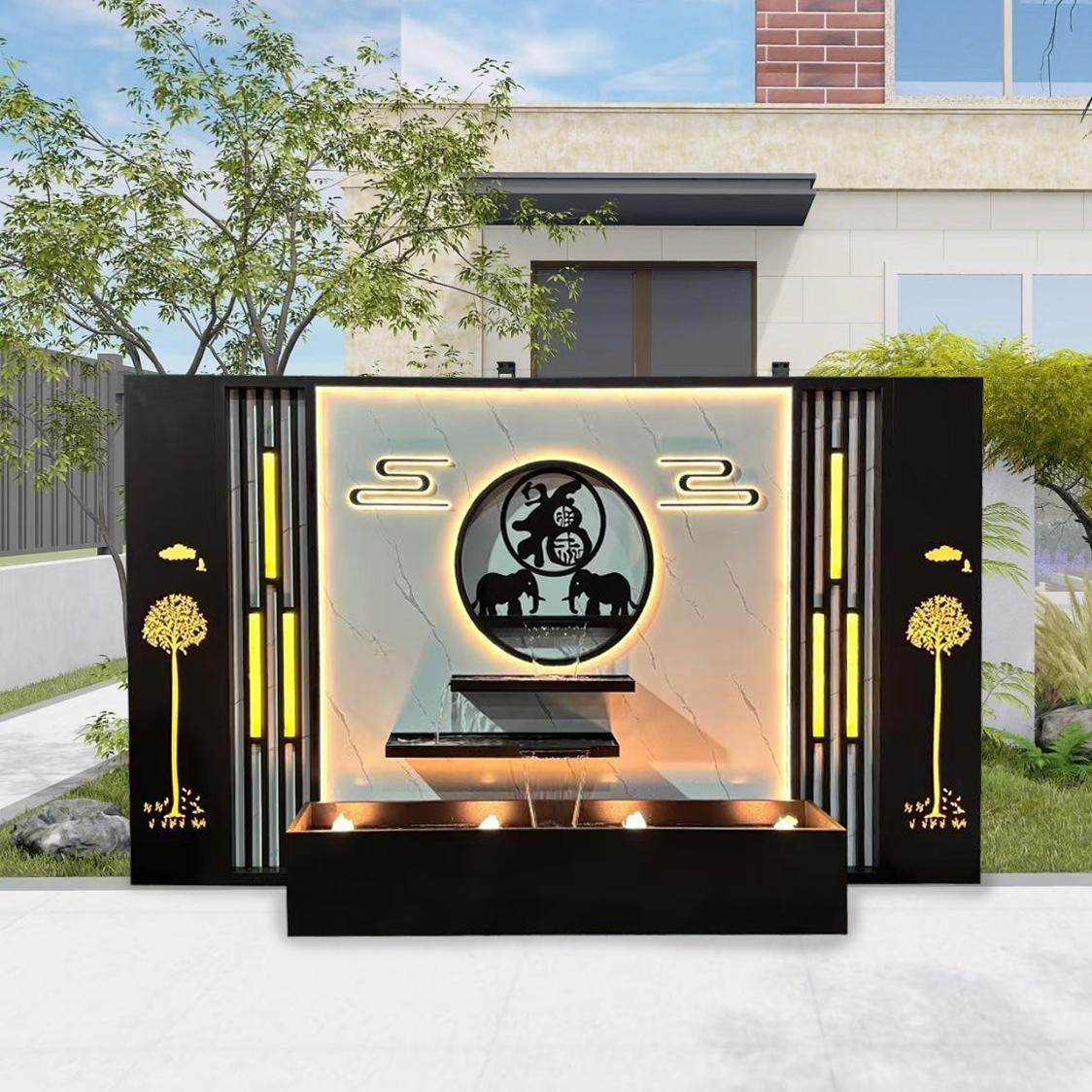 新中式不锈钢流水墙庭院别墅小区园林入户迎门水幕影壁背景墙,淘宝优惠券,粉丝福利购,淘宝优惠卷