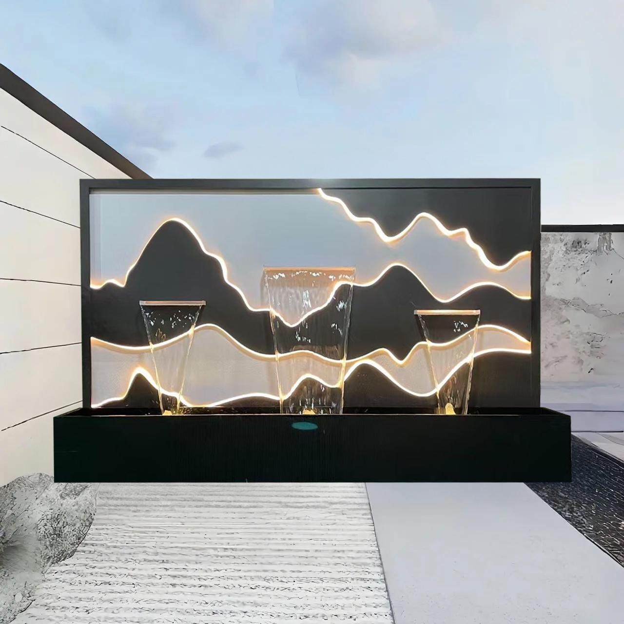 新中式不锈钢流水墙庭院别墅小区园林入户迎门水幕影壁背景墙,淘宝优惠券,粉丝福利购,淘宝优惠卷