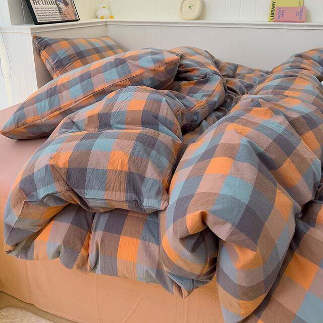 Cotton color 20240414 woven and wash pure cotton three and four pieces set for people with skin-friendly Class A can sleep naked in quilt cover bed sheets