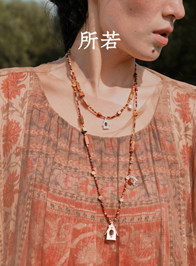 SERENESS/所若[牧云间]小木屋红松项链新中式小众原创设计礼物女