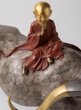 铜之美 牧童骑牛摆件铜水牛禅意工艺品客厅办公桌玄关家居礼品