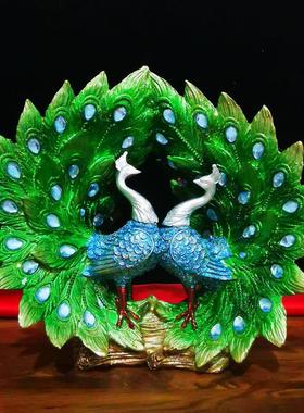 欧式家居酒柜装饰品孔雀摆件创意客厅玄关电视柜奢华摆设现代简约