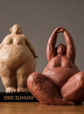 胖女人现代轻奢工艺品北欧酒柜子玄关装饰品雕塑艺术人体抽象摆件