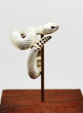 925银镶嵌水晶响尾蛇戒指男女情侣款原创设计复古ins小众经典灵动