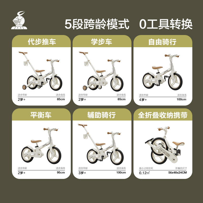 lecoco乐卡儿童自行车平衡车二合一2一3一6岁女男孩脚踏折叠单车